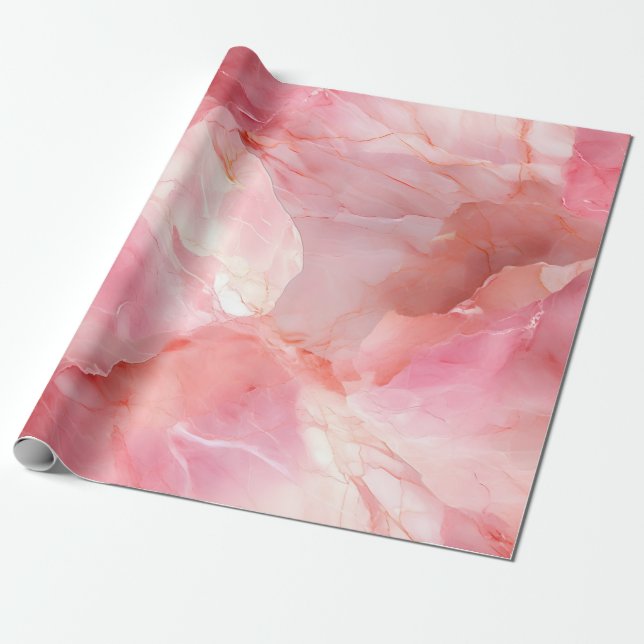 Papel De Regalo Marble Pastel Rosa (Desenrollado)