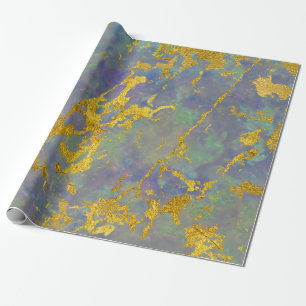 Papel De Regalo Marble Purple Gold Green Stone Strokes Gift Idea