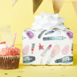 Papel De Regalo Marca de acuarela<br><div class="desc">Hermoso patrón de ilustraciones acuarelas de maquillaje que puede ser personalizado con un nombre o cualquier texto de su elección.</div>