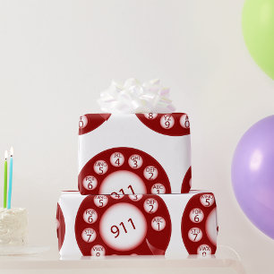 Papel De Regalo Marcador de teléfono giratorio rojo marca 911 núme