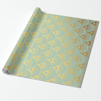 Papel De Regalo Marcas de mar geométricas Art Deco Golden Mint Gre
