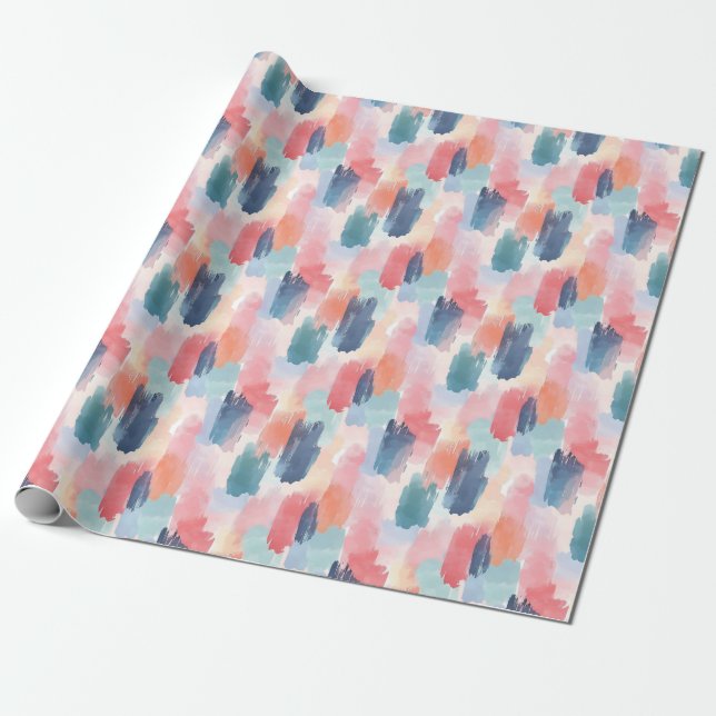 Papel De Regalo Marcas de pincel boho acuarela (Desenrollado)