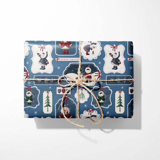 Papel De Regalo Marcas esquimales de vacaciones de verano azul (Subido por el creador)