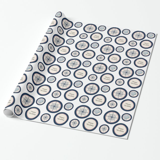Papel De Regalo Marcas y brújulas Cumpleaños (Desenrollado)