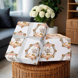 Papel De Regalo Marce de Acción de Gracias Hojas marco otoño