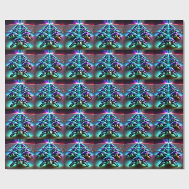 Papel De Regalo Marcha de las Tortugas de Neón (Superficie plana)