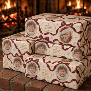 Papel De Regalo Marco de cinta vintage con fotos en colage con laz