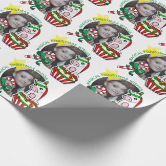 Papel De Regalo Marco de foto de unicornio de Navidad Cupcake