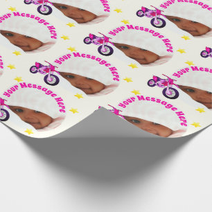 Papel De Regalo Marco de Foto, Motocicleta Rosa y Mensaje Personal