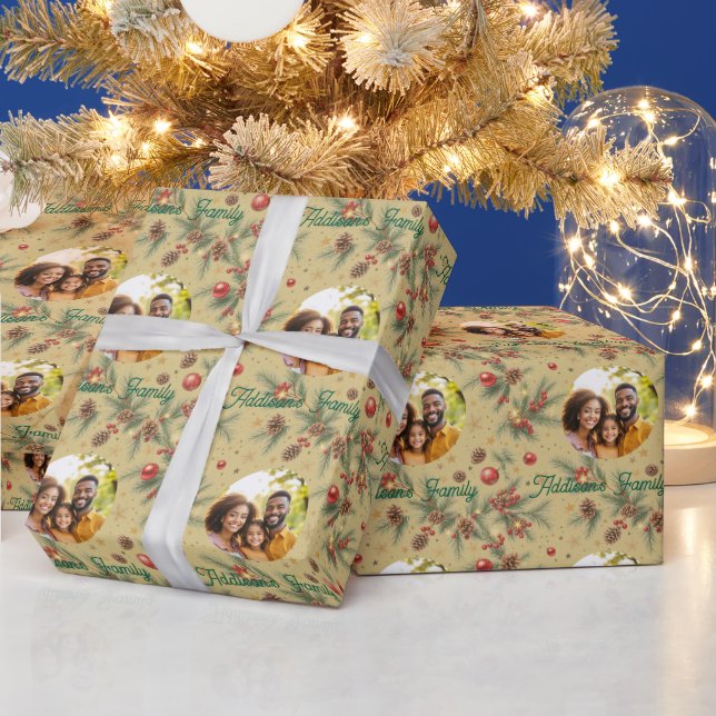 Papel De Regalo Marco de Pino Dorado (Vacaciones)