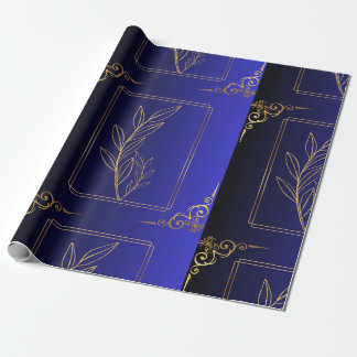 Papel De Regalo Marco dorado de degradado azul y negro