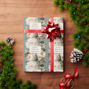 Papel De Regalo Marco floral vintage con rosas crema y rosa