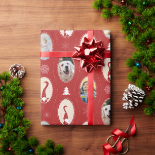 Papel De Regalo Marcos de Gnomos de Navidad y 4 Fotos Personalizad