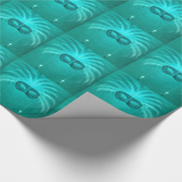 Papel De Regalo Mardi Gras Carnaval Máscara Turquesa
