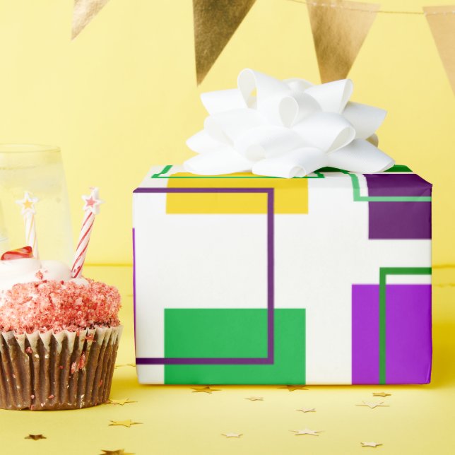 Papel De Regalo Mardi Gras cuadradas y líneas generales (Fiesta de cumpleaños )
