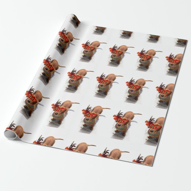 Papel De Regalo Mardi Gras Dachsund dog (Desenrollado)