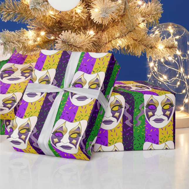 Papel De Regalo mardi gras face Cojín decorativo (Vacaciones)