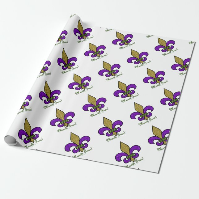 Papel De Regalo Mardi Gras Fleur De Lis (Desenrollado)