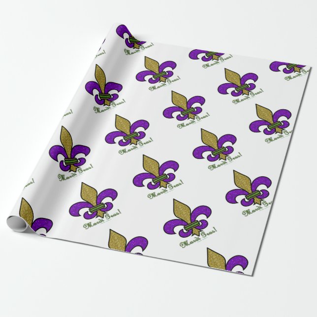 Papel De Regalo Mardi Gras Fleur De Lis (Desenrollado)