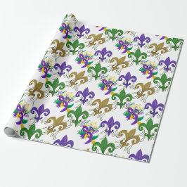Papel De Regalo Mardi Gras fleur de lis and masks