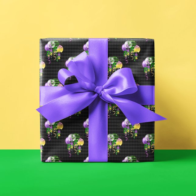 Papel De Regalo Mardi Gras Globos Verde Morado dorado amarillo (Subido por el creador)