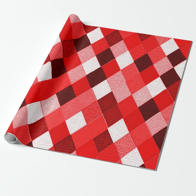 Papel De Regalo MARDI GRAS HARLEQUIN PATRÓN ROJO Rhombi blanco ros (Desenrollado)