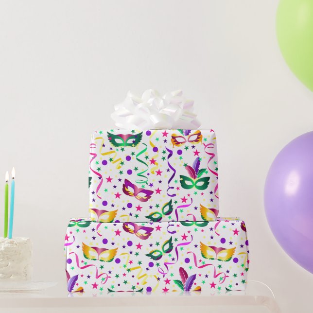 Papel De Regalo Mardi Gras Masks (Regalos de fiesta)