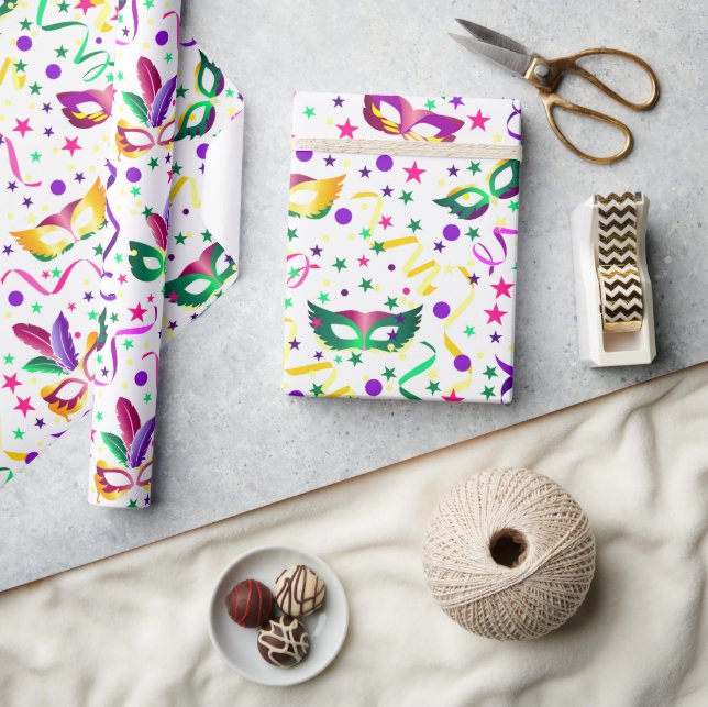 Papel De Regalo Mardi Gras Masks (Artesanía)