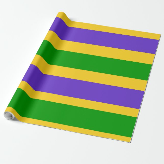 Papel De Regalo Mardi Gras Stripes (Desenrollado)