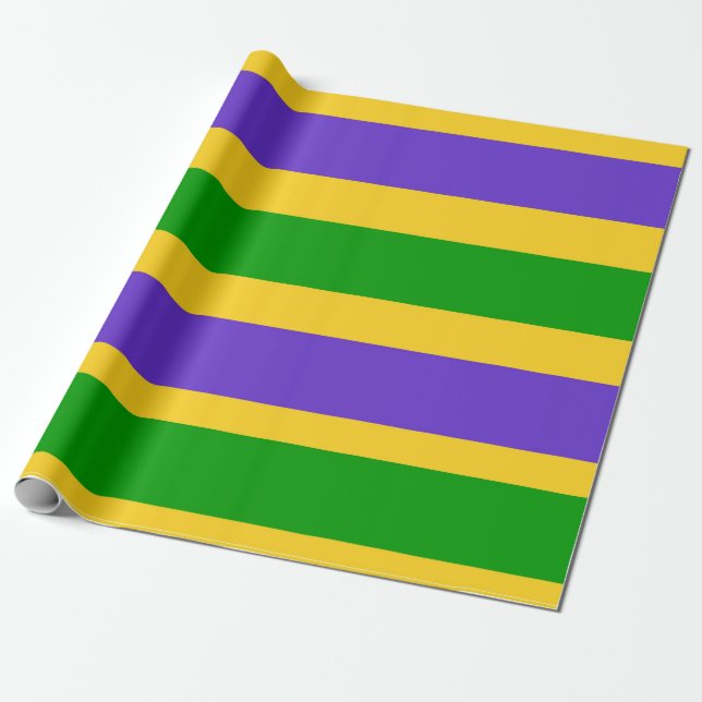 Papel De Regalo Mardi Gras Stripes (Desenrollado)