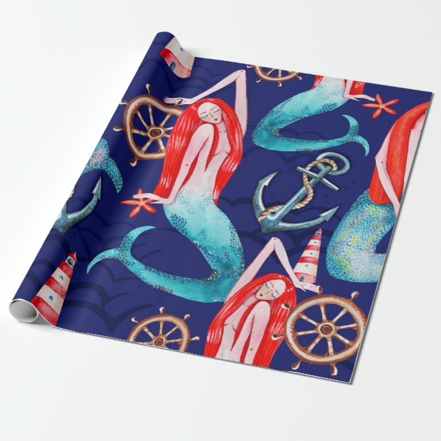 Papel De Regalo Marea de patrón acuático (Desenrollado)
