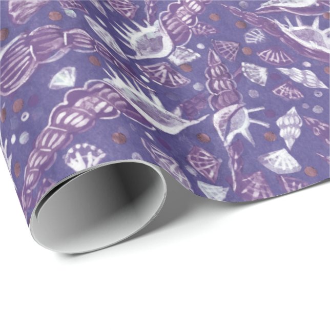 Papel De Regalo Marejadas Cuello de Mar Patrón Náutico Violeta Púr (Esquina del rollo)