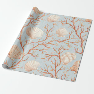 Papel De Regalo Mares de Coral de Terracota Azul Océano Polvorient
