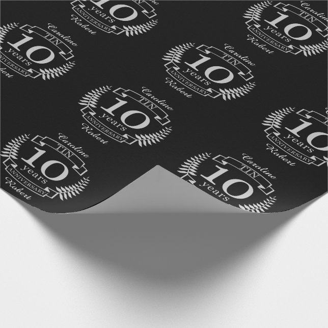 Papel De Regalo Marfil Aniversario del boda tradicional de 10 años (Esquina)