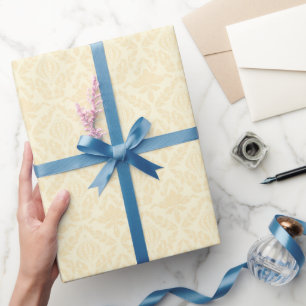 Papel De Regalo Marfil Crema Damasco Floral Elegante