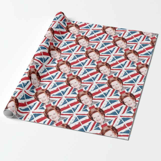 PAPEL DE REGALO MARGARET THATCHER UNION JACK (Desenrollado)