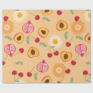 Papel De Regalo margarita de melocotón de cerezo floral de fruta