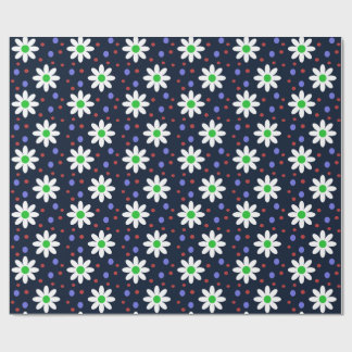 Papel De Regalo margarita puntos azul marino