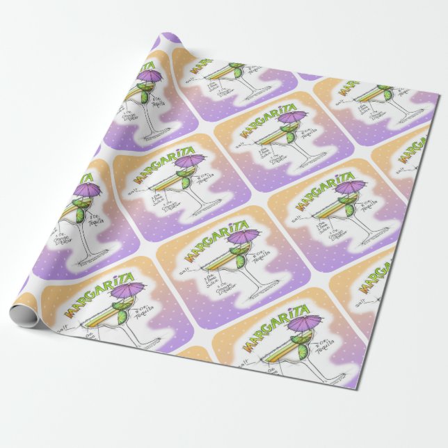 PAPEL DE REGALO MARGARITA RECIPE COCKTAIL ART (Desenrollado)