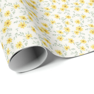 Papel De Regalo Margarita Soleada de Mañana Floral Acuarela Alegre