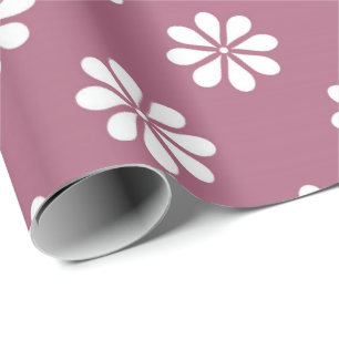 Papel De Regalo Margaritas blancas con fondo rosa