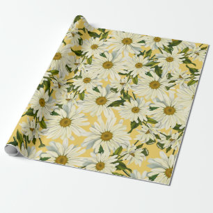 Papel De Regalo Margaritas Blancas Flor de Margarita Amarilla Bril