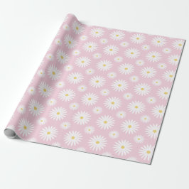 Papel De Regalo Margaritas Blancas Sobre Rosa
