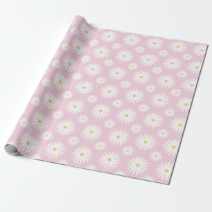 Papel De Regalo Margaritas Blancas Sobre Rosa