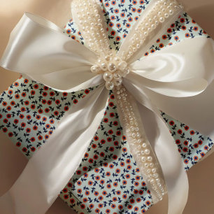 Papel De Regalo Margaritas Corales Ditsy – Patrón Floral Sin Costu
