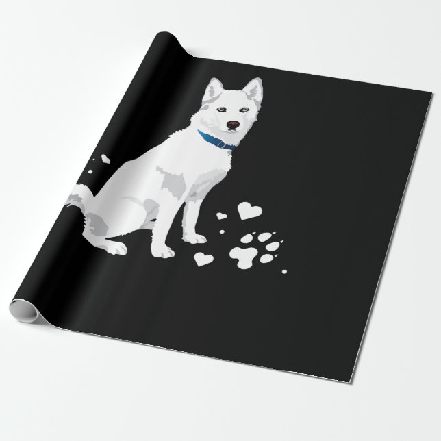 Papel De Regalo Marihuana Siberiana Blanca Cute - Perro de nieve b (Desenrollado)