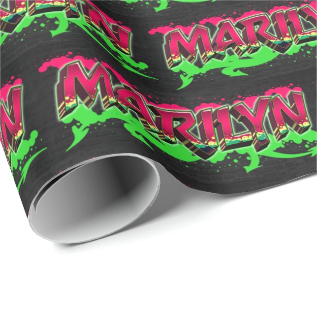Papel De Regalo Marilyn Vorname Name Graffiti red green (Esquina del rollo)