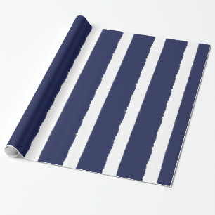Papel De Regalo Marina de guerra de las acuarelas y rayas blancas