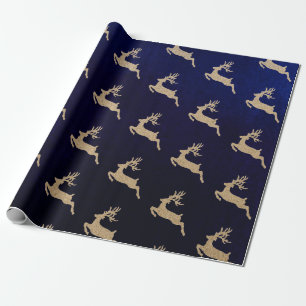 Papel De Regalo Marina de guerra del azul de los ciervos de la