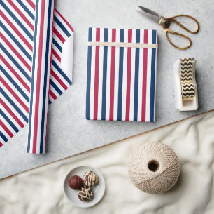 Papel De Regalo Marina Patriótica, Rayas Rojas Y Blancas Americana